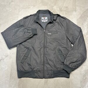 Windcrest Bomber Jacket Gray Mens Size M Full Zip Active Outerwear Epaulets